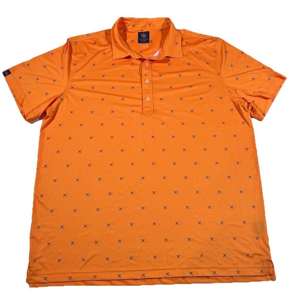 Donald Ross Sport Orange All Over Print Short Sleeve Golf Polo Shirt Men's XL